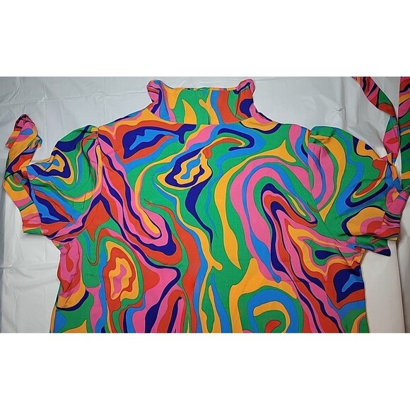 Women's XL Multi-Color Collared Short Sleeve Mini Dress Size 10-12 - Picture 11 of 16